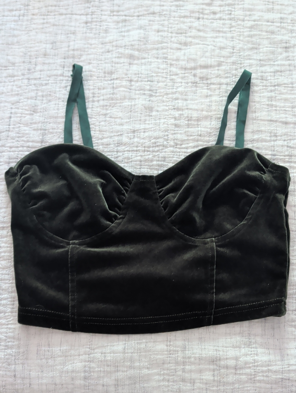 Urbanic  Velvet Bustier Crop Top in Deep Green S